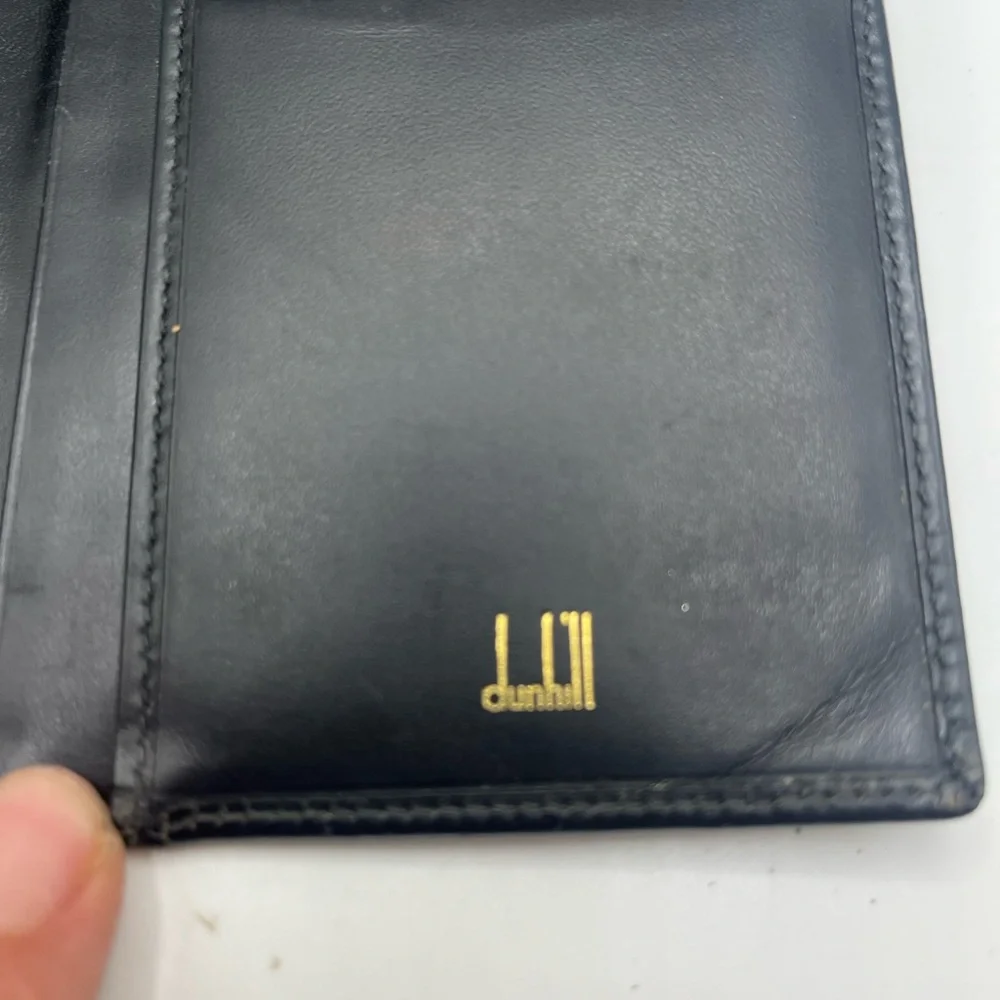 Dunhill Black Genuine Leather Men Long Wallet Gold Hardware 7 Inch